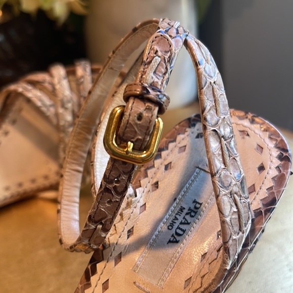 Prada Raffia Wedge Sandal in Snakeskin - Picture 11 of 16